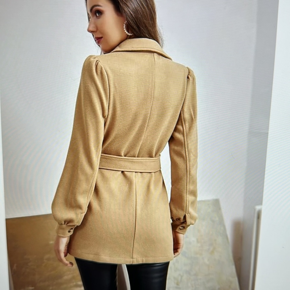 Grace Karen women’s wool trench jacket, single breasted mid length - Picture 3 of 5